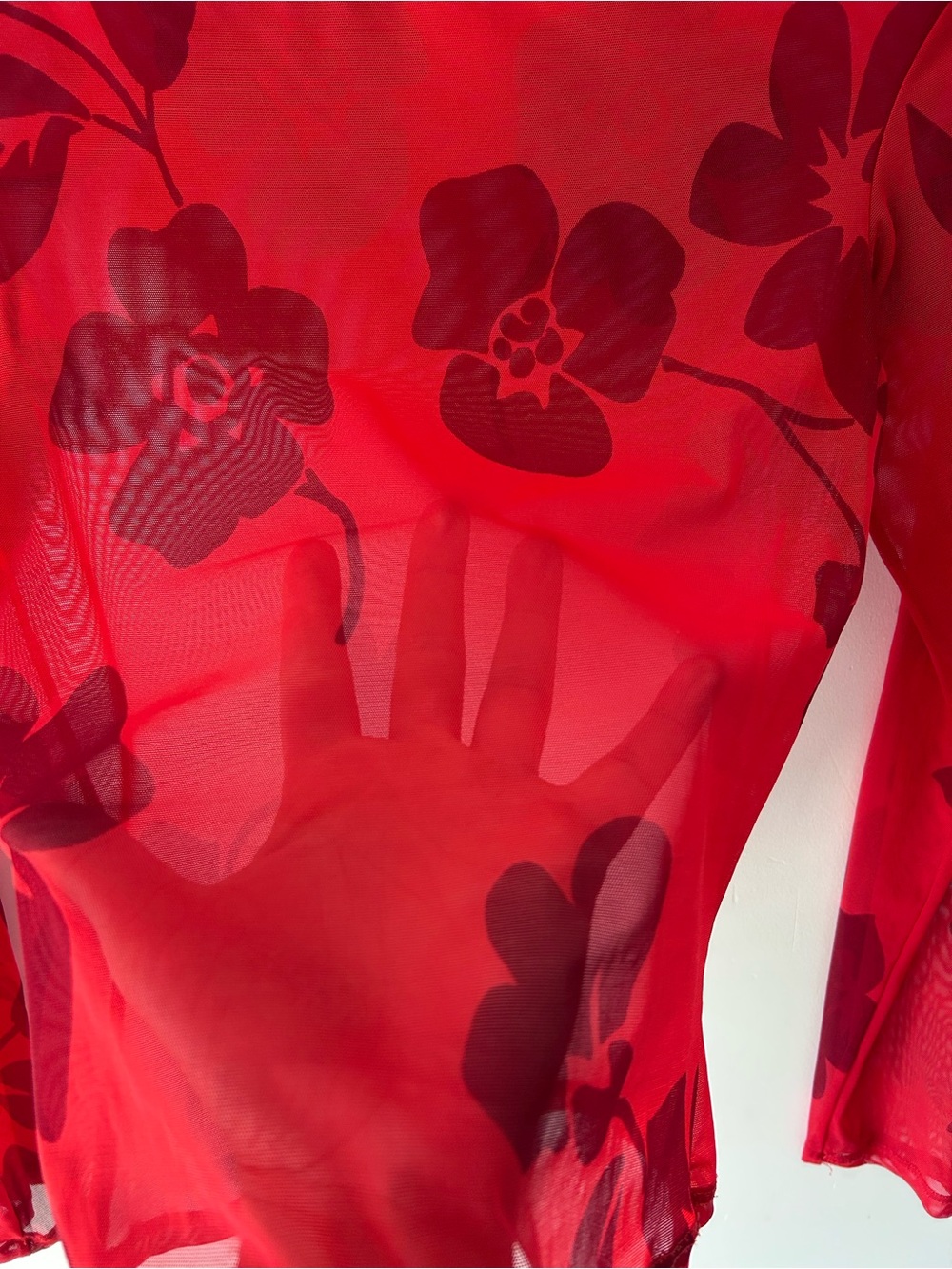WEEKEND MaxMara | Sheer Mesh Boatneck Floral Top | Size M ( fits S-M) - Picture 5 of 8